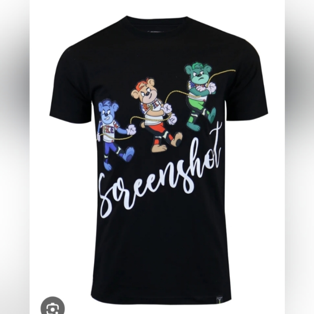 Screenshot Black, Bear Graphic Tee, Unisex, Size Medium, NWOT